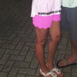 Fuchsia scalloped high waist shorts